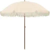 vidaXL Strandparasol Geel en Wit 205 x 205 x 210 cm Polyester en Staal