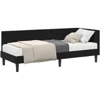 vidaXL Hoekbed met matras en hoofdeinde, 2 stuks, zwart, fluweel