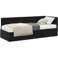 vidaXL Hoekbedframe met Matras met hoofdeinde 2 st Zwart Fluweel