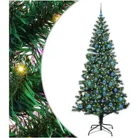 vidaXL Kunststof Voorverlichte Kerstboom Groen 240 cm PVC en Metalen