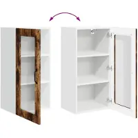 vidaXL Wandglas Kasten LUCCA Gerookt eiken 40 x 31 x 80 cm