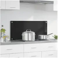 vidaXL Keukenachterwand Zwart 90 x 40 cm gehard glas