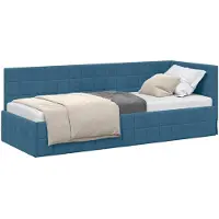 vidaXL Hoek Bed Frame met hoofdeinde Blauw 80 cm x 200 cm Fluweel