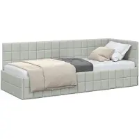 vidaXL Hoek Bed Frame met hoofdeinde Lichtgrijs 80 cm x 200 cm Fluweel