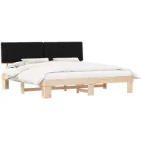 vidaXL Bedframe met Gevoerde Hoofdbord Zwart 200 x 200 cm