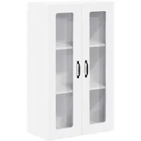 vidaXL Wandkast met glazen deuren, model PORTO, wit, 60 x 31 x 100 cm, materiaal: houtvezelplaat