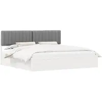 vidaXL Bedframe met Gevoerde Hoofdbord Lichtgrijs 200 x 200 cm