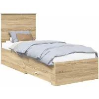 vidaXL Bedframe met lade Sonoma Eik en Zilver 70 x 190 cm Bewerkt hout