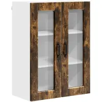 vidaXL Wandglas Kasten PORTO Rook Eiken 60 x 31 x 80 cm Bewerkt hout