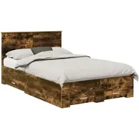 vidaXL Bedframe met lade Rook Eiken 120 x 190 cm Bewerkt hout