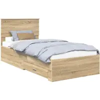 vidaXL Bedframe met lade Sonoma Eiken 90 x 190 cm Bewerkt hout