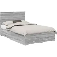 vidaXL Bedframe met lade Grijs Sonoma 120 x 190 cm Bewerkt hout