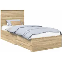 vidaXL Bedframe met lade Sonoma Eik 90 x 190 cm Bewerkt hout