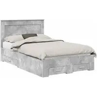 vidaXL Bedframe met lade Beton Grijs 120 x 190 cm Bewerkt hout