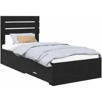 vidaXL Bedframe met lade Zwart Eiken 90 x 200 cm Bewerkt hout