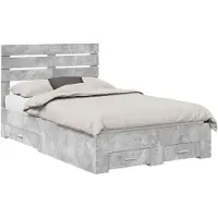 vidaXL Bedframe met lade Beton Grijs 120 x 190 cm Bewerkt hout