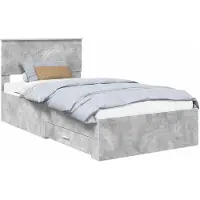vidaXL Bedframe met lade Betongrijs 100 x 200 cm Bewerkt hout