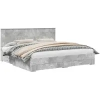 vidaXL Bedframe met lade Beton Grijs 200 x 200 cm Bewerkt hout