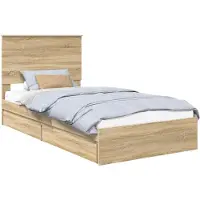 vidaXL Opbergbed met lade Sonoma Eik 100 x 200 cm Bewerkt hout