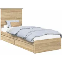 vidaXL Opbergbed met lade Sonoma Eik 75 x 190 cm Bewerkt hout
