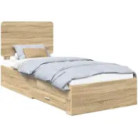 vidaXL Bedframe met lade Sonoma Eik 75 x 190 cm Bewerkt hout