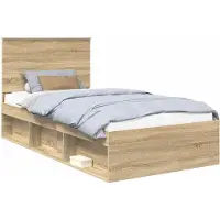 vidaXL Bedframe Sonoma Eiken 100 x 200 cm Massief grenenhout