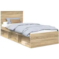 vidaXL Bedframe met hoofdeinde Sonoma 90 x 190 cm Massief grenenhout