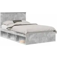 vidaXL Bedframe Betongrijs 120 x 190 cm Massief grenenhout