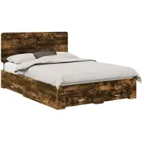 vidaXL Bedframe met lade Rook Eiken 140 x 200 cm Bewerkt hout