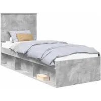 vidaXL Bedframe Betonnen Grijs 75 x 190 cm Massief grenenhout