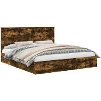 vidaXL Opbergbed met lade Rook Eiken 180 x 200 cm Bewerkt hout