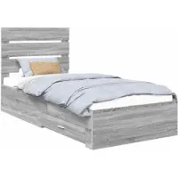 vidaXL Bedframe Grijs Sonoma en Zilver 75 x 190 cm Bewerkt hout