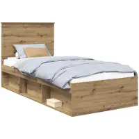 vidaXL Bedframe Artisanaal eiken 90 x 200 cm Massief grenenhout