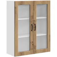 vidaXL Wandkast met glazen deuren, model PORTO, artisan eikenhout, 80 x 31 x 100 cm
