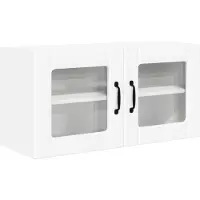 vidaXL Wandkast met glazen deuren, model PORTO, wit, 80 x 31 x 40 cm, van houtvezel