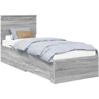 vidaXL Bedframe Grijs Sonoma en Zilver 75 x 190 cm Bewerkt hout