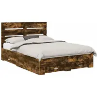 vidaXL Bedframe met lade Gerookt eiken 140 x 190 cm Bewerkt hout