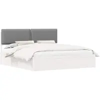 vidaXL Bedframe met Gevoerde Hoofdbord Lichtgrijs 200 x 200 cm