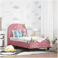 vidaXL Peuterbedframe met hoofdboard Roze 70 x 140 cm Fluweel
