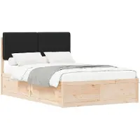 vidaXL Bedframe met Gevoerde Hoofdbord Zwart 120 x 190 cm