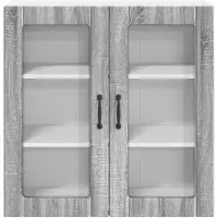 vidaXL Wandkast met glazen deuren, model LUCCA, grijze Sonoma afwerking, 80 x 31 x 80 cm