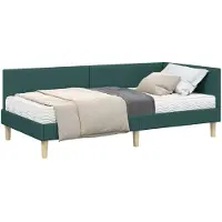 vidaXL Hoekbedframe met Matras 2 st Donkergroen 100 x 200 cm Stof
