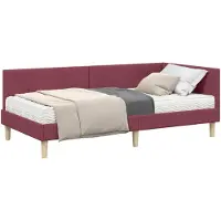vidaXL Hoekbedframe met Matras 2 st Wijnrood 100 x 200 cm Stof