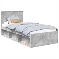 vidaXL Bedframe met hoofdeinde, betonkleur, 75 x 190 cm, houtvezel
