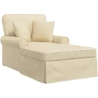 vidaXL Chaise Lounge met Rok 3 st Crème Stof 91 x 157 x 91 cm