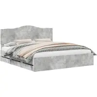 vidaXL Bedframe met lade Beton Grijs 200 x 200 cm Ingenieurshout