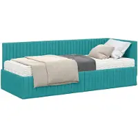 vidaXL Hoekbedframe met Matras met hoofdeinde 2 st Turquoise Fluweel
