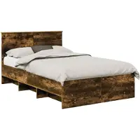 vidaXL Bedframe met hoofdeinde Rook Eiken 120 x 123 cm Bewerkt hout