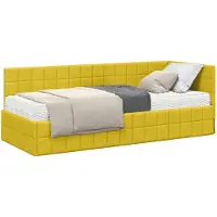 vidaXL Hoekbedframe met Matras met hoofdeinde 2 st Geel Fluweel