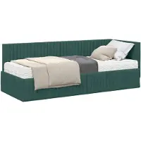 vidaXL Hoekbedframe met Matras met hoofdeinde 2 st Groen Fluweel